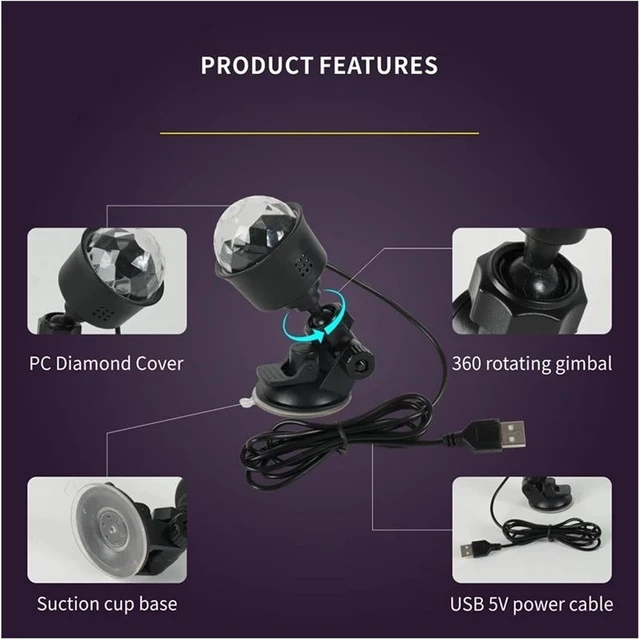 Alt view image 3 of 7 - Rotatable Multicolor Projector Light, USBPowered Night Light