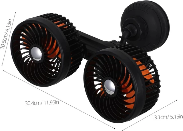 Alt view image 2 of 7 - Beaupretty Electric Double Head Car Ventilation Fan 360° Rotatable Black