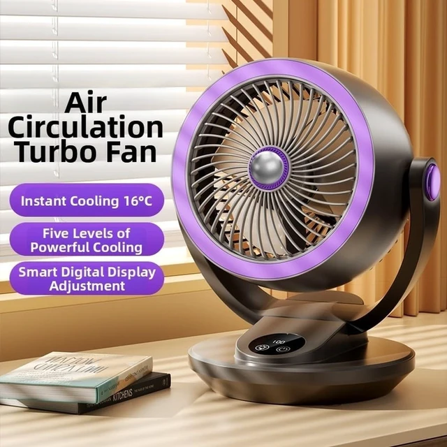 Alt view image 5 of 6 - USB Rechargeable Desk Fan(Gray)