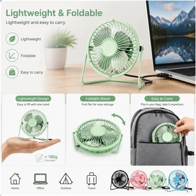 Alt view image 6 of 6 - Mini USB Fan For Office Home & Travel