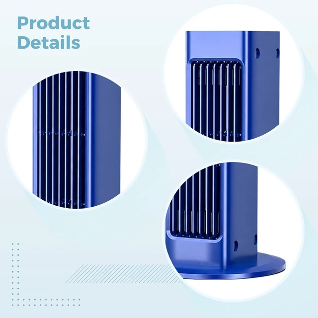 Alt view image 2 of 6 - Bladeless Rechargeable Tower Fan, Portable USB and Remote Control, 3000mAh Oscillating Cooling Fan for Office Bedroom Home, Quiet Desktop or Wall Mount Air Circulator with Wide Angle Oscillation