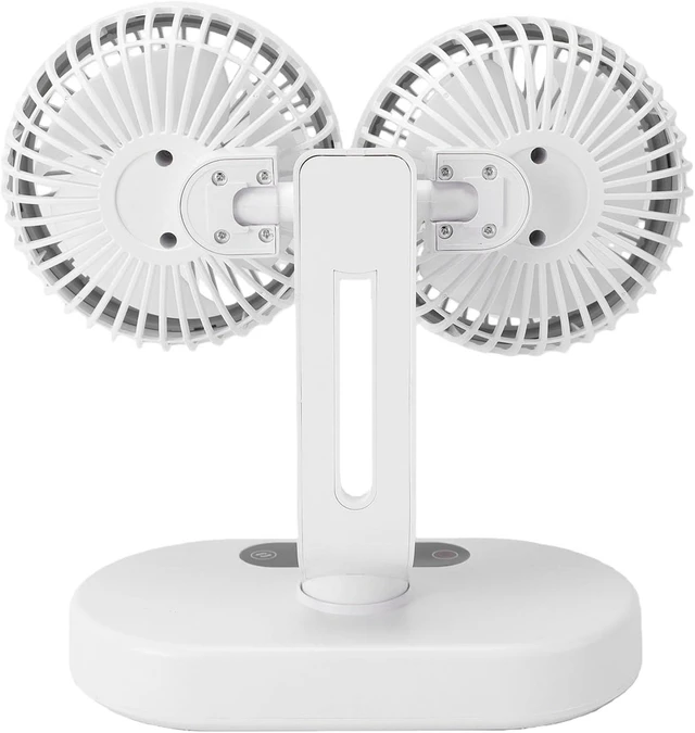 Alt view image 7 of 7 - Asixxsix Dual Head Fan, Automatic Oscillating Digital Timer 360 Rotation Quiet Operation Double Head Fan, Car Cooling with USB Cable for Home Office Dorm Travel Car Camping