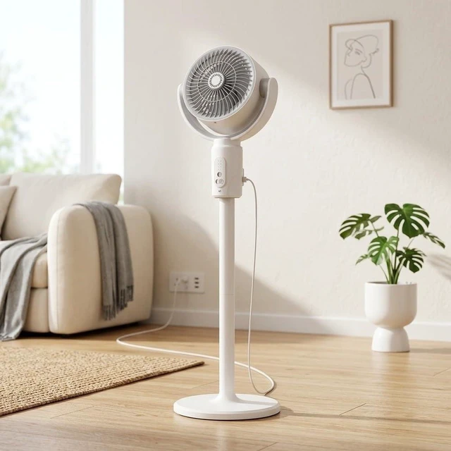 Main image of USB Air Circulator Fan with Auto Oscillation, Portable Floor or Desktop Fan for Home Dorm Office, Quiet Operation Compact Design (Plug-in Model)