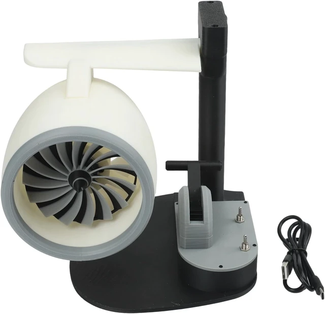 Alt view image 3 of 7 - USB Desktop Fan with Humidifier and LED Light, Creative Aircraft Engine Design, Adjustable Airflow via Push Rod Tail Flame Effect for Home Office Decor(Red)