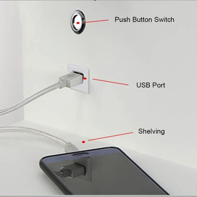 Alt view image 5 of 5 - Bedside LED Wall Light with USB Port and Switch, 7W Modern Rotation Reading Lights White Aluminum Wall Lamp with Shelf for Bedroom Living Room Study Room Office and Hotel 3000K Warm White,B