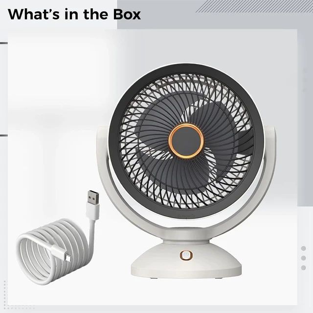 Alt view image 3 of 5 - Desktop Air Circulator Fan, for Home and Dorm, USB Rechargeable, Adjustable Stand, 90° Oscillating Design, Night Light Function, 8 Hour Timer, Quiet Operation, Compact and Portable