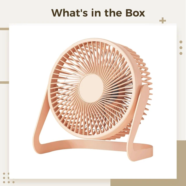 Alt view image 3 of 4 - USB Desktop Fan, 8 in Personal Cooling Fan with Adjustable Angle, 2-Speed Settings, Quiet Operation, Portable for Bedroom, Office, Study, Desk, Orange, Compact Table Use