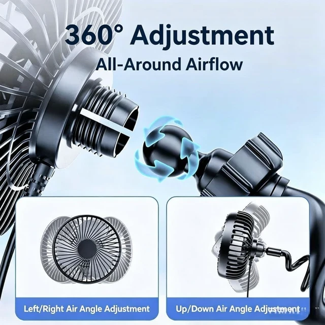 Alt view image 4 of 5 - USB Car Fan for INFINITI, USB Desk Fan Mini Portable Fans Car Cooling Fan 360° Rotatable 3 Speeds Air Circulation Fan,A