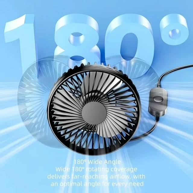 Alt view image 4 of 6 - USB Car Fan for Chevrolet, USB Desk Fan Mini Portable Fans Car Cooling Fan 360° Rotatable 3 Speeds Air Circulation Fan,D