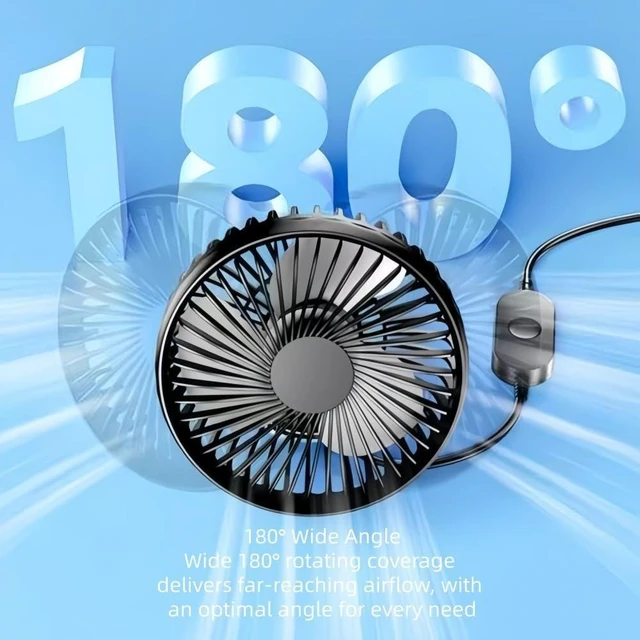 Alt view image 4 of 6 - USB Car Fan for Fiat 500 Abarth 695 Biposto, USB Desk Fan Mini Portable Fans Car Cooling Fan 360° Rotatable 3 Speeds Air Circulation Fan,D