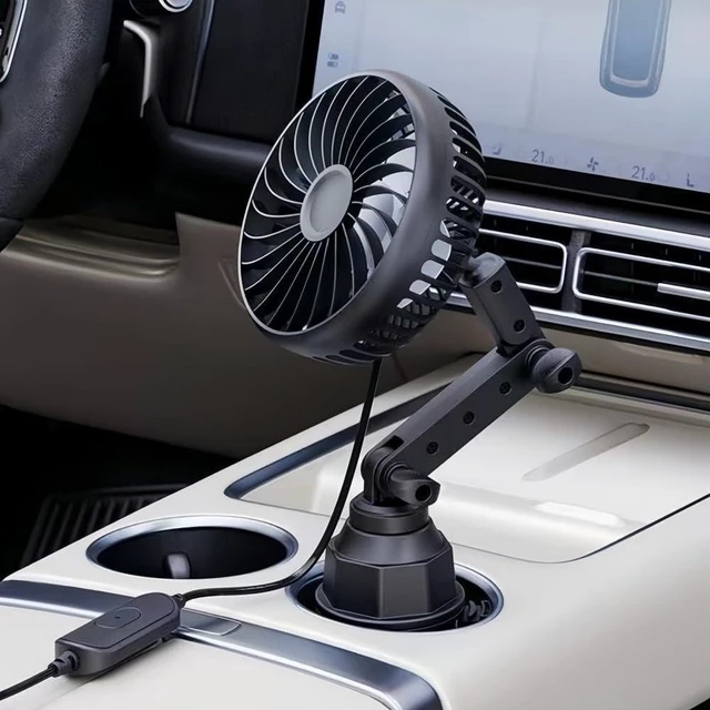 Alt view image 2 of 6 - USB Car Fan for Volvo V40 Cross Country, USB Desk Fan Mini Portable Fans Car Cooling Fan 360° Rotatable 3 Speeds Air Circulation Fan,C