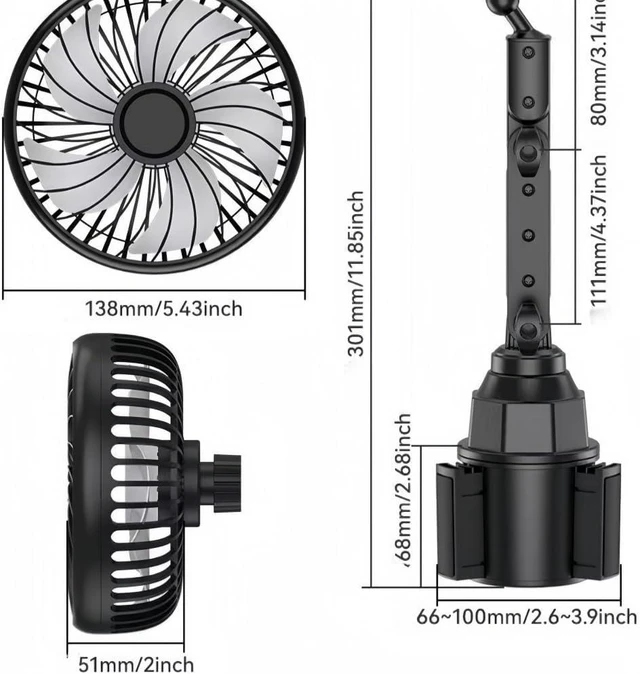 Alt view image 3 of 6 - USB Car Fan for Volvo V40 Cross Country, USB Desk Fan Mini Portable Fans Car Cooling Fan 360° Rotatable 3 Speeds Air Circulation Fan,C