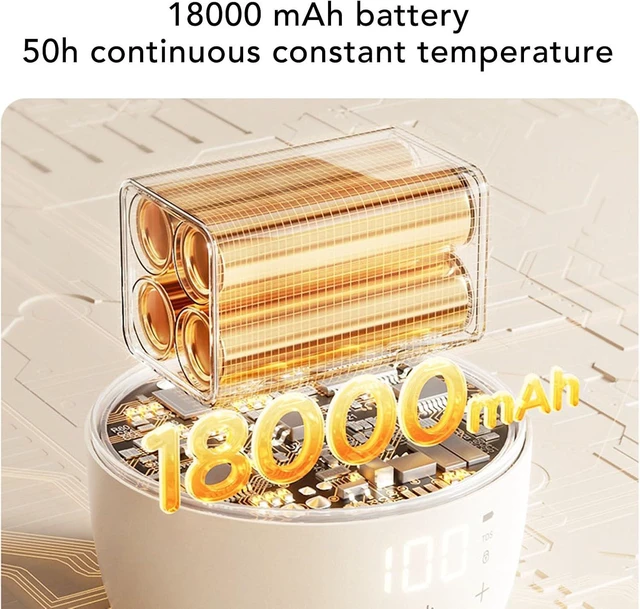 Alt view image 2 of 7 - 500ml Portable Milk Warmer, Cordless Stainless Steel Water Boiler with 18000mAh Battery for Travel Car Outdoor