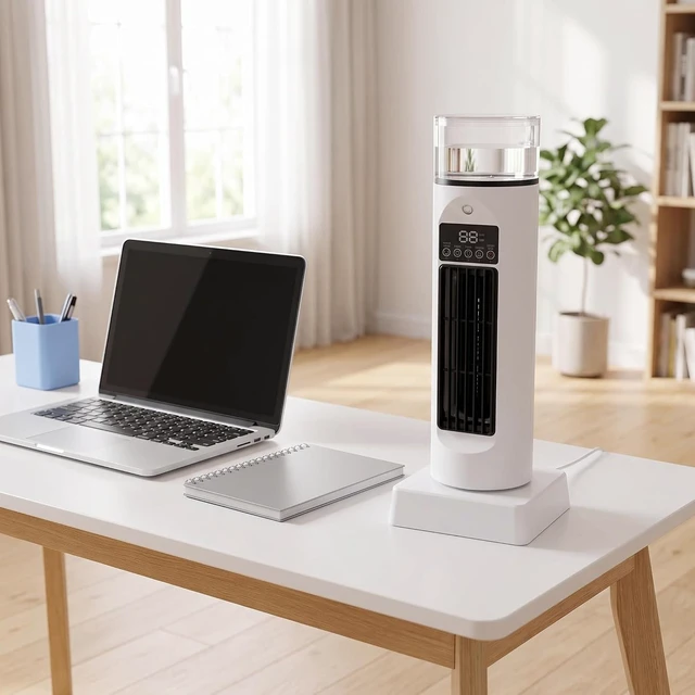 Alt view image 7 of 7 - Usb Tower Fan Bladeless, 6 Speeds Quiet Cooling Fan With 100ml Water Tank, Touch Control & Oscillation, Portable Desk Fan For Office Bedroom Tent