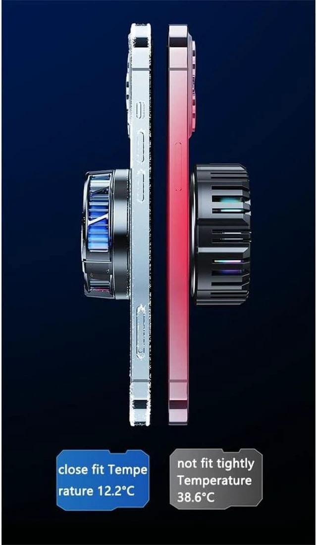 Alt view image 3 of 5 - Digital Display Mobile Phone Radiator 9v 15w Magnetic Suction Fast Charging Silent Semiconductor Cooler