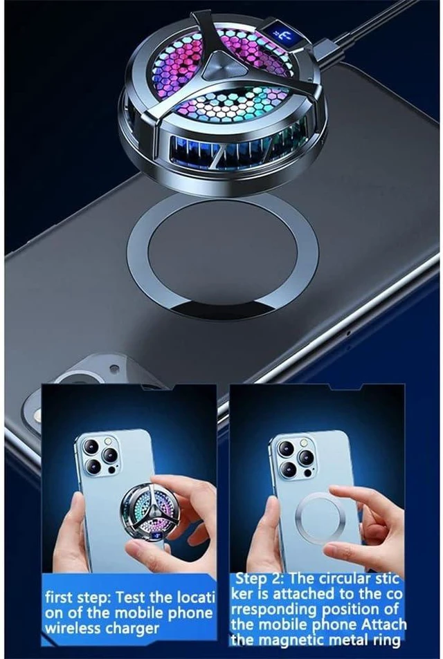 Alt view image 5 of 5 - Digital Display Mobile Phone Radiator 9v 15w Magnetic Suction Fast Charging Silent Semiconductor Cooler
