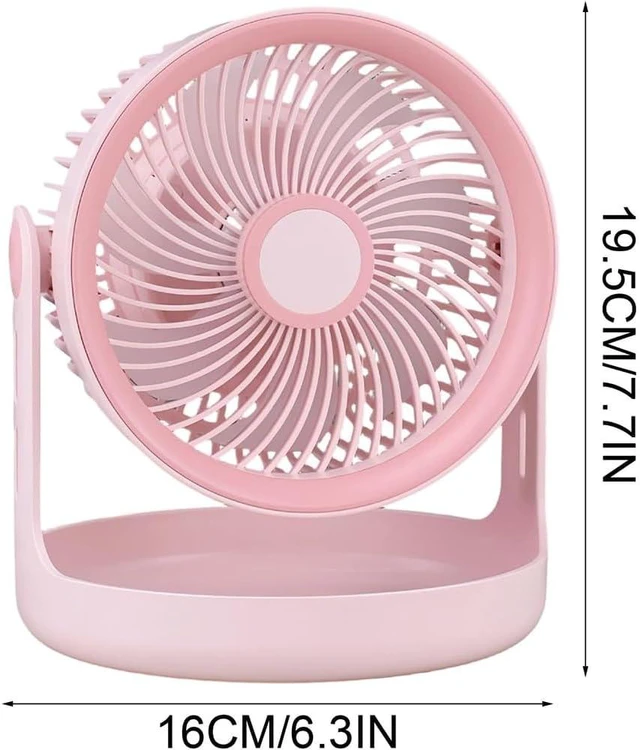 Alt view image 2 of 7 - 3 Speed Rechargeable Usb Desk Fan, Battery Operated Portable Cooling Fan With Led Display, Quiet Cordless Desktop Fan For Bedroom Office Kitchen Green