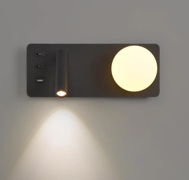 Alt view image 2 of 4 - LED Reading lamp Bedside lamp with Switch 3W with USB Charging Port Wall lamp Swivel Wall Reading lamp Bedroom Office Hotels Living Room Wall spot,White (White)