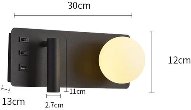 Alt view image 3 of 4 - LED Reading lamp Bedside lamp with Switch 3W with USB Charging Port Wall lamp Swivel Wall Reading lamp Bedroom Office Hotels Living Room Wall spot,White (White)