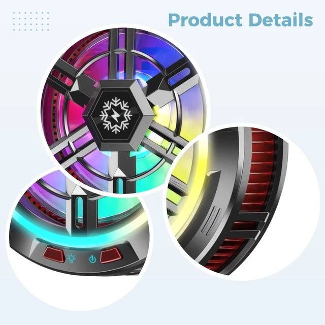 Alt view image 3 of 5 - Phone Cooler, 24W Tablet Cooling Fan with Semiconductor Freezing, Universal iPad Cooler, Type-C, LED Temp Display, Silent Portable Cell Phone Cooler, Strong Attachment Force, 3.9 oz / 110 g