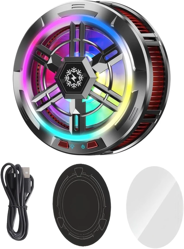 Main image of Phone Cooler, 24W Tablet Cooling Fan with Semiconductor Freezing, Universal iPad Cooler, Type-C, LED Temp Display, Silent Portable Cell Phone Cooler, Strong Attachment Force, 3.9 oz / 110 g