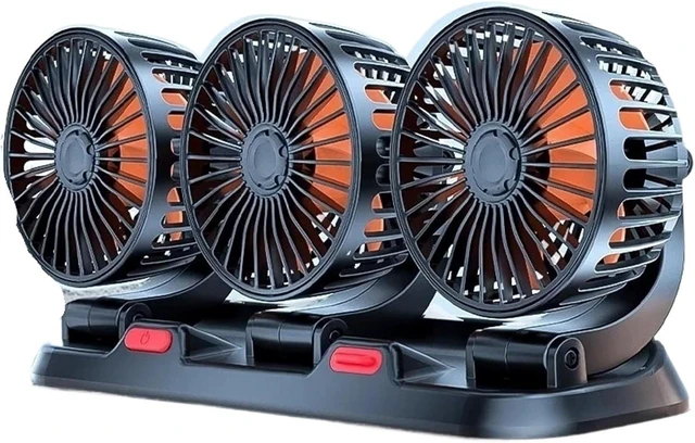 Main image of 3 Head 360 Car Fan USB 24V Speeds Silent Desk