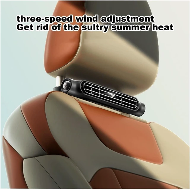Alt view image 3 of 7 - Twin-Turbo USB Rechargeable Car Seat Fan, 3-Speed Backseat Cooler