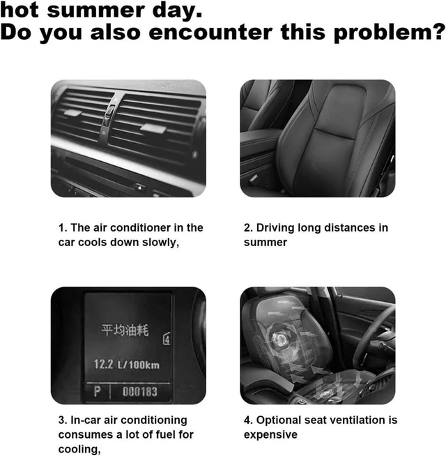 Alt view image 5 of 7 - Twin-Turbo USB Rechargeable Car Seat Fan, 3-Speed Backseat Cooler