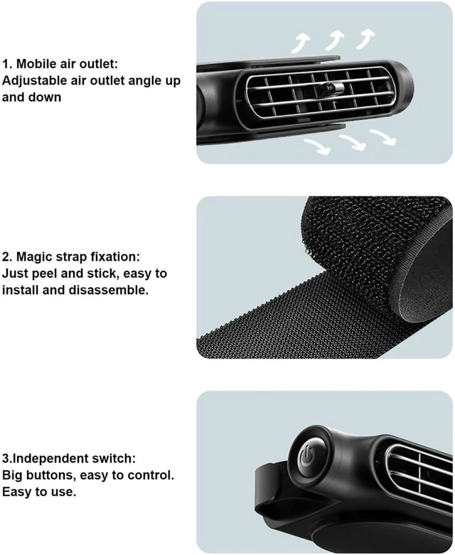 Alt view image 6 of 7 - Twin-Turbo USB Rechargeable Car Seat Fan, 3-Speed Backseat Cooler
