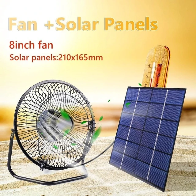 Alt view image 2 of 7 - Portable 5.5W Solar Fan with 8 Inch for blades, USB Powered Cooling Device for Pets, Dual Settings, Lightweight Polycrystalline Design, Pet Heat Relief, USB Rechargeable Blower