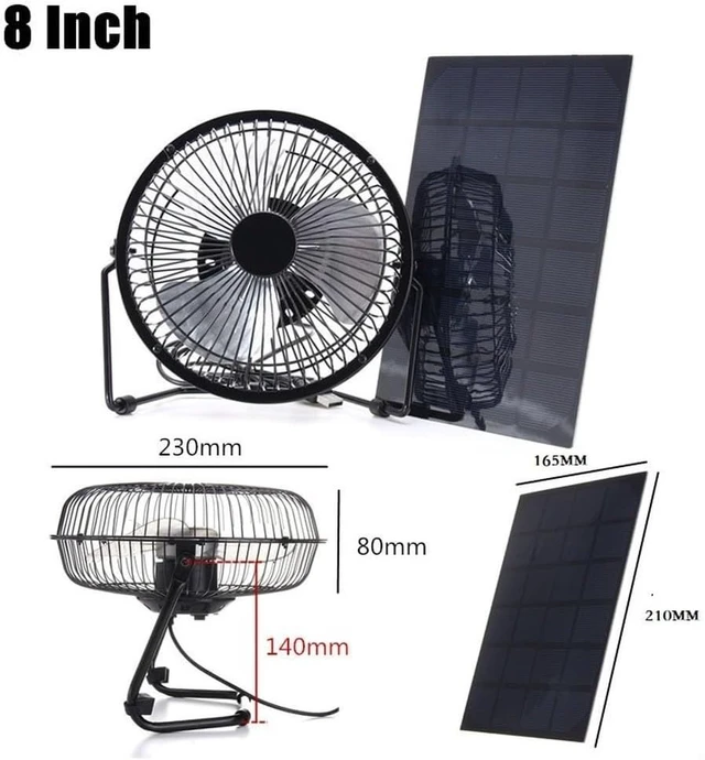 Alt view image 7 of 7 - Portable 5.5W Solar Fan with 8 Inch for blades, USB Powered Cooling Device for Pets, Dual Settings, Lightweight Polycrystalline Design, Pet Heat Relief, USB Rechargeable Blower