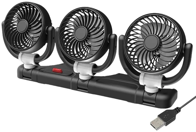 Main image of 3 Head Electric Car Fan USB 5V/12V/24V Automotive Air Fan 360° Adjustable Auto Air Circulation Fan for Vehicles RVs SUVs