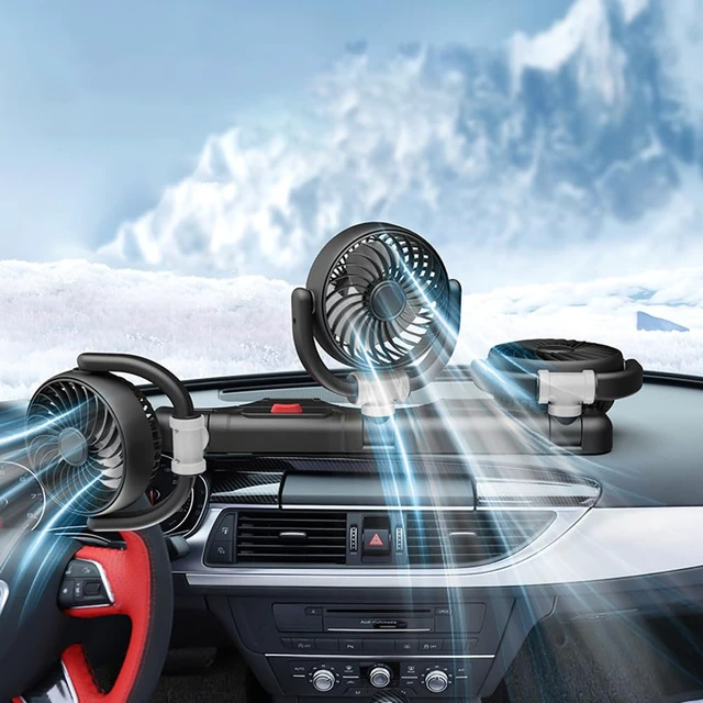 Alt view image 4 of 7 - 3 Head Electric Car Fan USB 5V/12V/24V Automotive Air Fan 360° Adjustable Auto Air Circulation Fan for Vehicles RVs SUVs