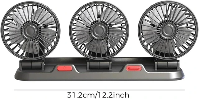 Alt view image 2 of 5 - USB 3 Head 360 Car Fan Low Noise Rotary Switch Parking