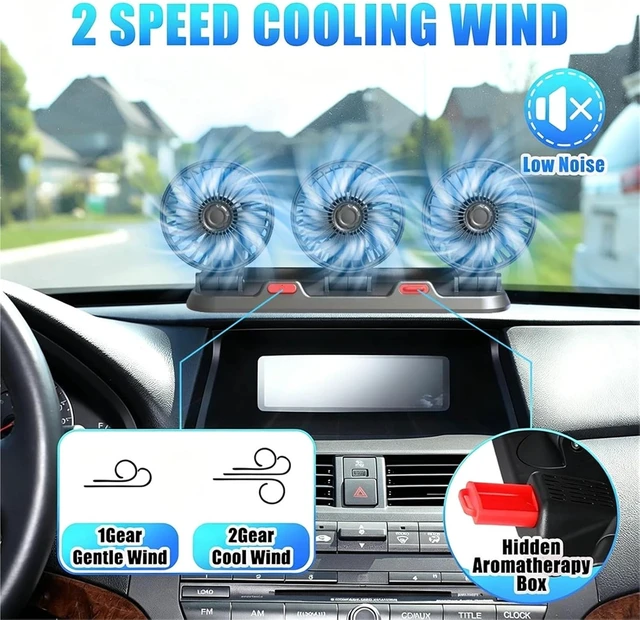 Alt view image 4 of 5 - USB 3 Head 360 Car Fan Low Noise Rotary Switch Parking
