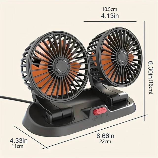 Alt view image 7 of 7 - USB Fan for Car Dual Head 360 5V 12V 24V 2 Speed