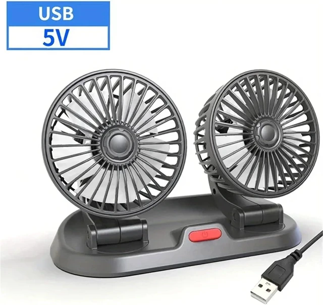 Alt view image 6 of 7 - USB Fan for Car Dual Head 360 5V 12V 24V 2 Speed