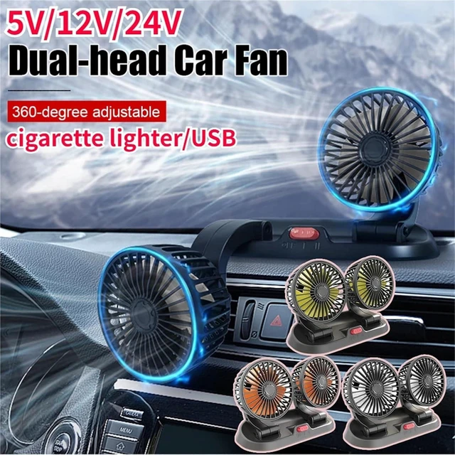 Alt view image 5 of 7 - USB Fan for Car Dual Head 360 5V 12V 24V 2 Speed