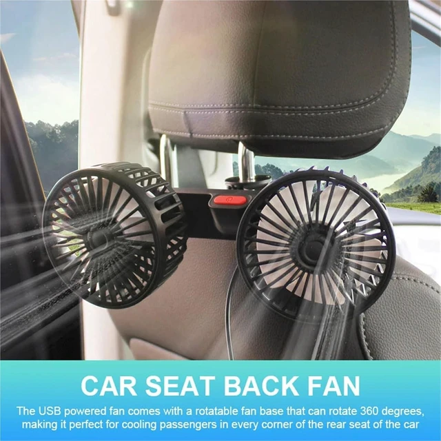 Alt view image 4 of 7 - USB Fan for Car Dual Head Seat Back 360 3 Speed 12V 24V