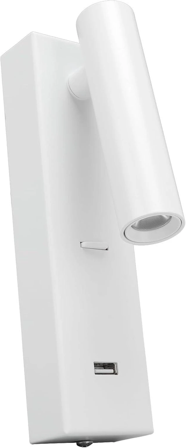 Alt view image 4 of 7 - Wall Mounted Reading Light with USB Port, Adjustable Angle Plug in LED Wall Lamp, Warm Light, Aluminum, 100-240V (Warm Light)