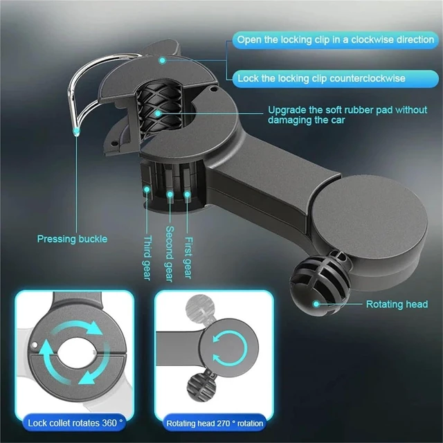 Alt view image 5 of 7 - USB Fan for Car Dual Head Seat Back 360 3 Speed 12V 24V