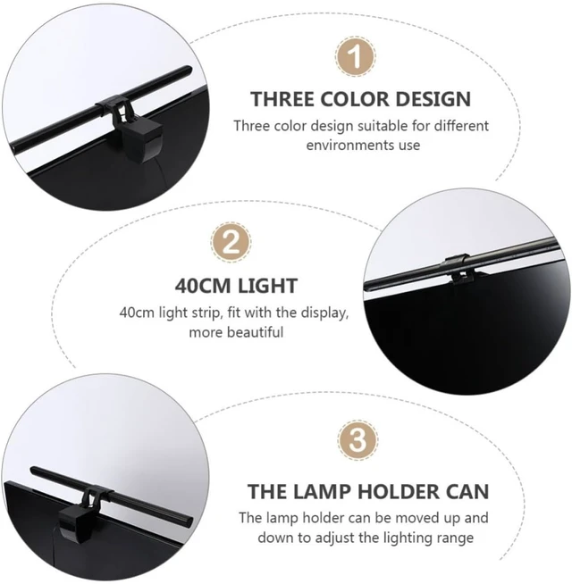 Alt view image 3 of 7 - balacoo LED USB Monitor Reading Lamp with Dimming and Adjustable Three-Color Temperature, Aluminium Alloy Computer Screen Light Bar for Eye Protection and Office Use