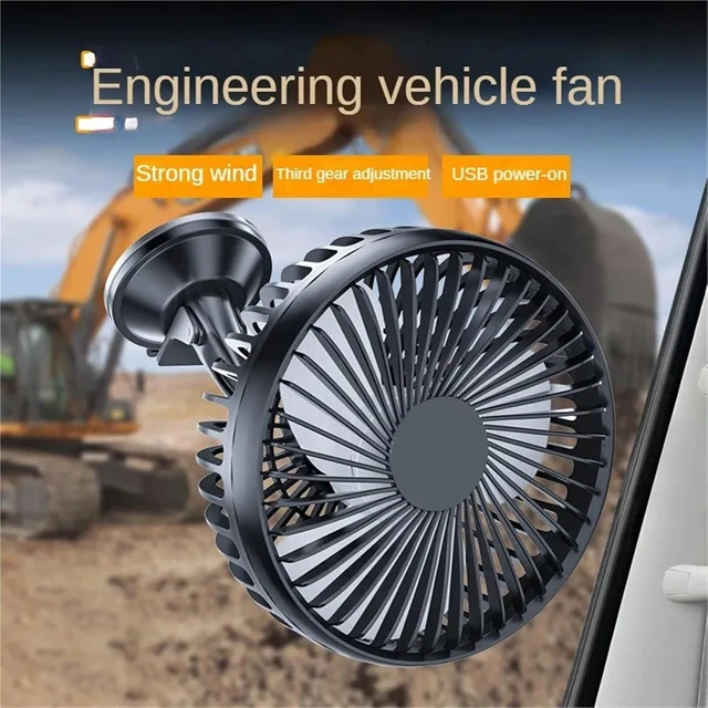 Alt view image 3 of 7 - USB Fan for Car Suction Cup 12V 24V 3 Speed Portable