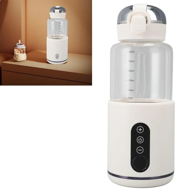 Alt view image 4 of 7 - Portable Milk Warmer, Cordless USB Rechargeable Fast Heating 55 Large Capacity 300ML Stainless Steel ABS Glass White for Travel Outdoor Kids Adults