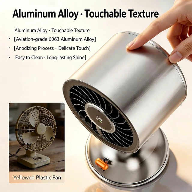 Alt view image 5 of 7 - Wall Mounted Home USB Fan, Magnetic Desktop Fan, Rechargeable Dormitory/Office Fan, 5-Speed Wind, 360° Adjustable, Detachable Fan Head, W/Digital Display, for Home, Office & Outdoor