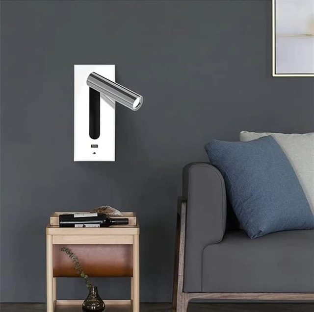 Alt view image 3 of 3 - 3W LED Wall Light USB Port - Adjustable Minimalist Bedside Reading Lamp for Bedroom and Hotel Room (Chrome, Neutral Light)(Chrome,Neutral Light)