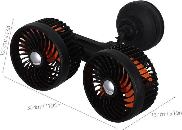 Alt view image 2 of 7 - Dual Head Car Cooling Fan Suction Cup 4000mah Rechargeable