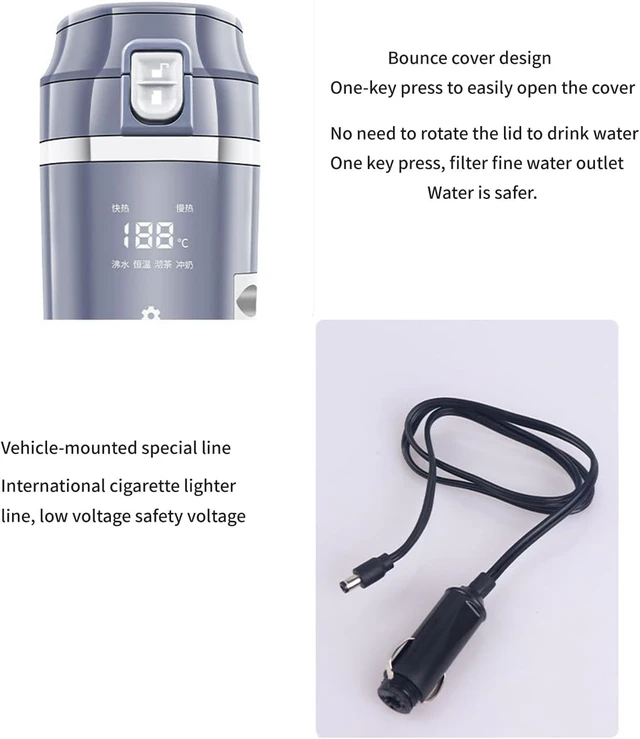 Alt view image 3 of 7 - 500ml Portable Heater Cup Electric Hot Water Cup Portable Heating Keep Your Beverages Warm During Travels Stylish and Beautiful Car