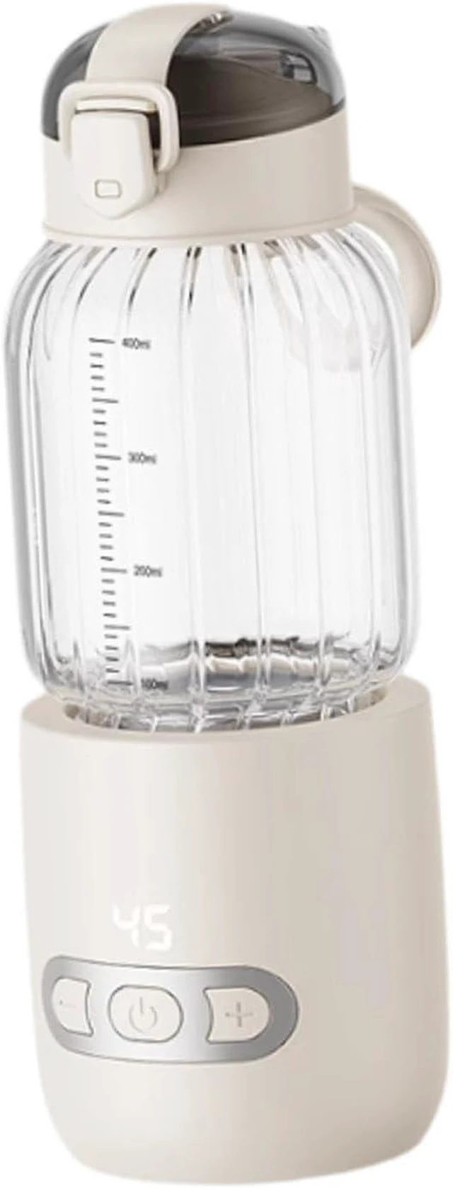 Main image of Thermostatic Mug Milk Warmer Portable Glass Water Bottle Fast Heating USB Rechargeable Warmer Suitable for Outdoor Home, Beige 400ml