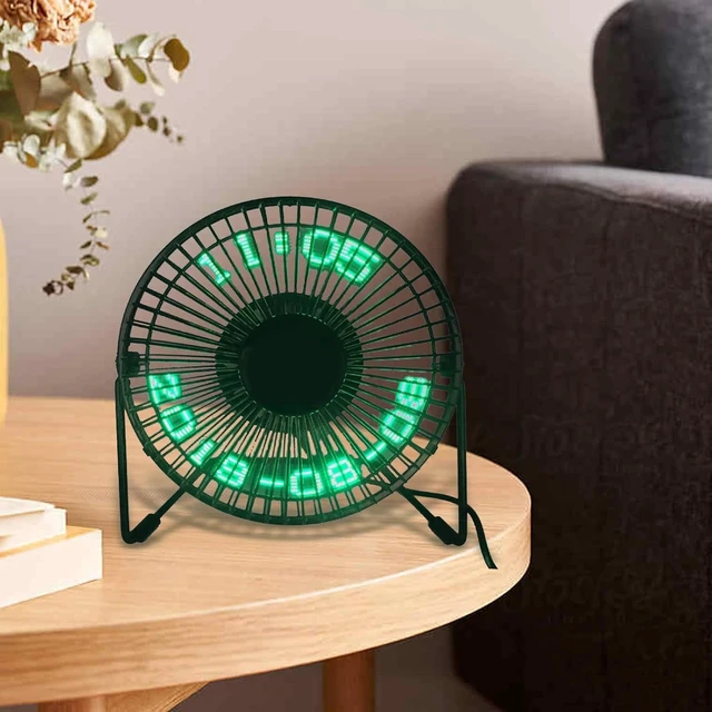 Alt view image 7 of 7 - USB Fan Desk Fan Mini LED Clock Degree Rotatable Metal Cooling Fan USB Powered Real Time Display Suitable for Office Study Bedroom Party Trave, Black, 6 Inch Calendar